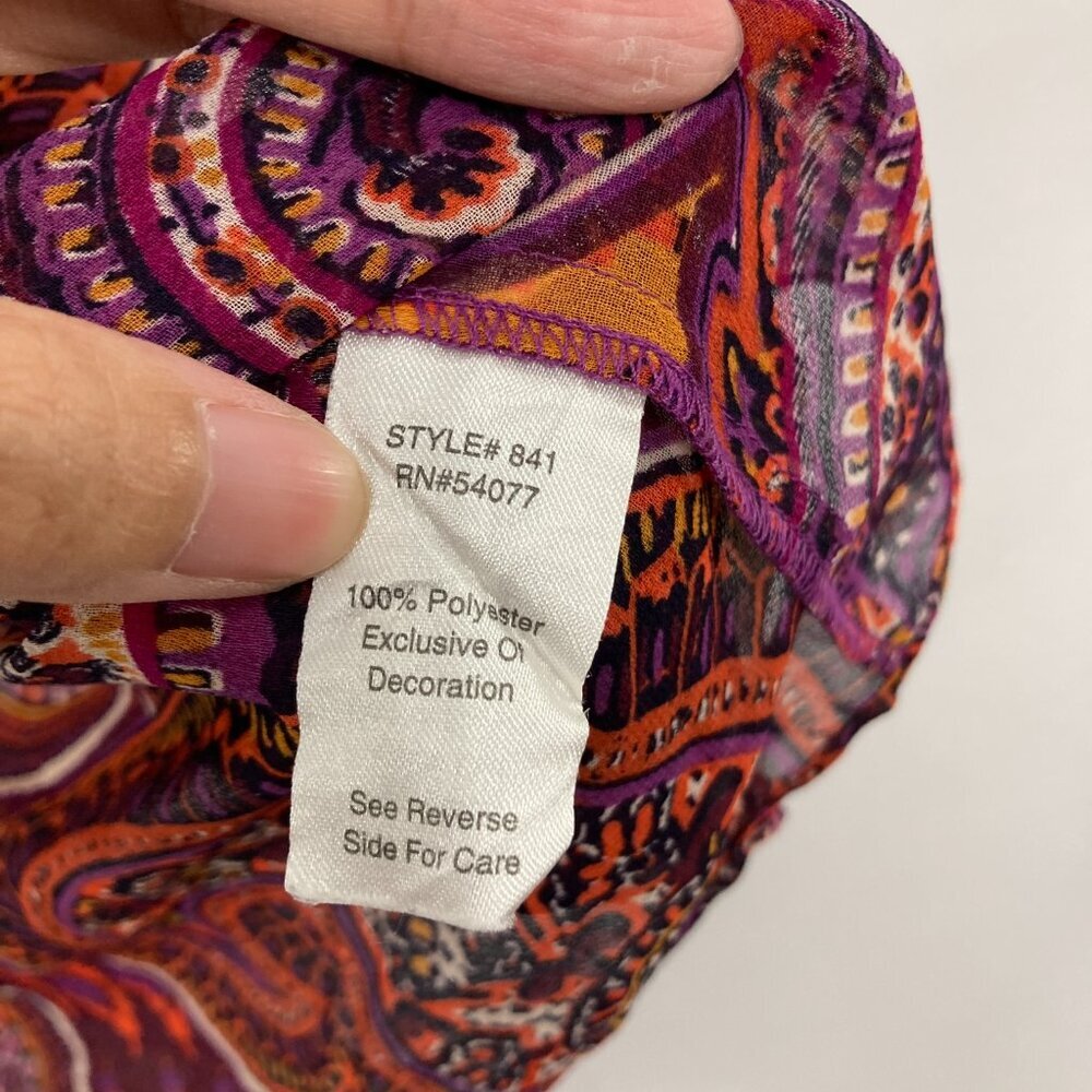 CAbi Large‎ Purple Red Boho Paisley Tie Front Chiffon Duster Kimono Vacation - Picture 10 of 12